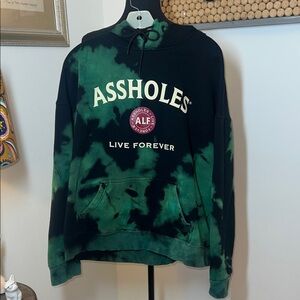 A$$holes Live Forever Green & Black Tie-Dye Heavy Hoodie Sz. XXL